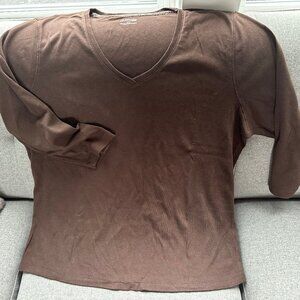 New ! Women’s St.John's Bay Brown T-Shirt, 100% Cotton size 1X w/defect